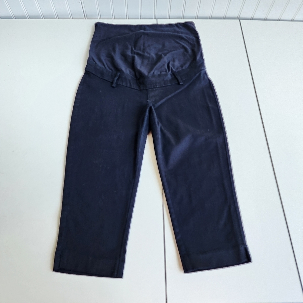 H&M Mama Maternity Black Dressy Capri Cropped Pants Super Cute Cotton Blend Sz 8